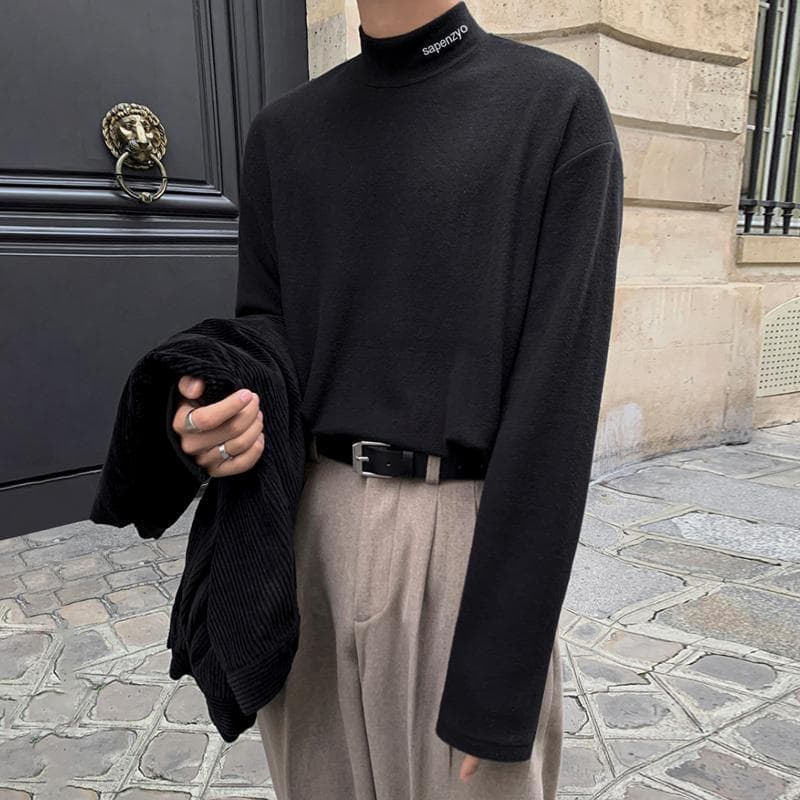 High Neck Long-Sleeved Shirt