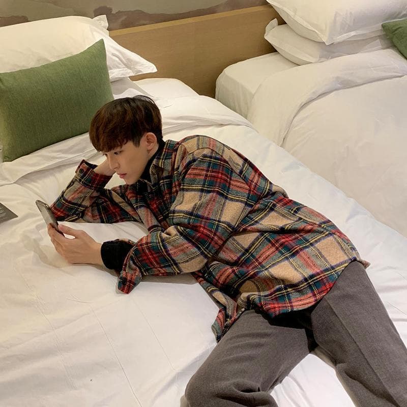 Long-Sleeved Plaid Shirt